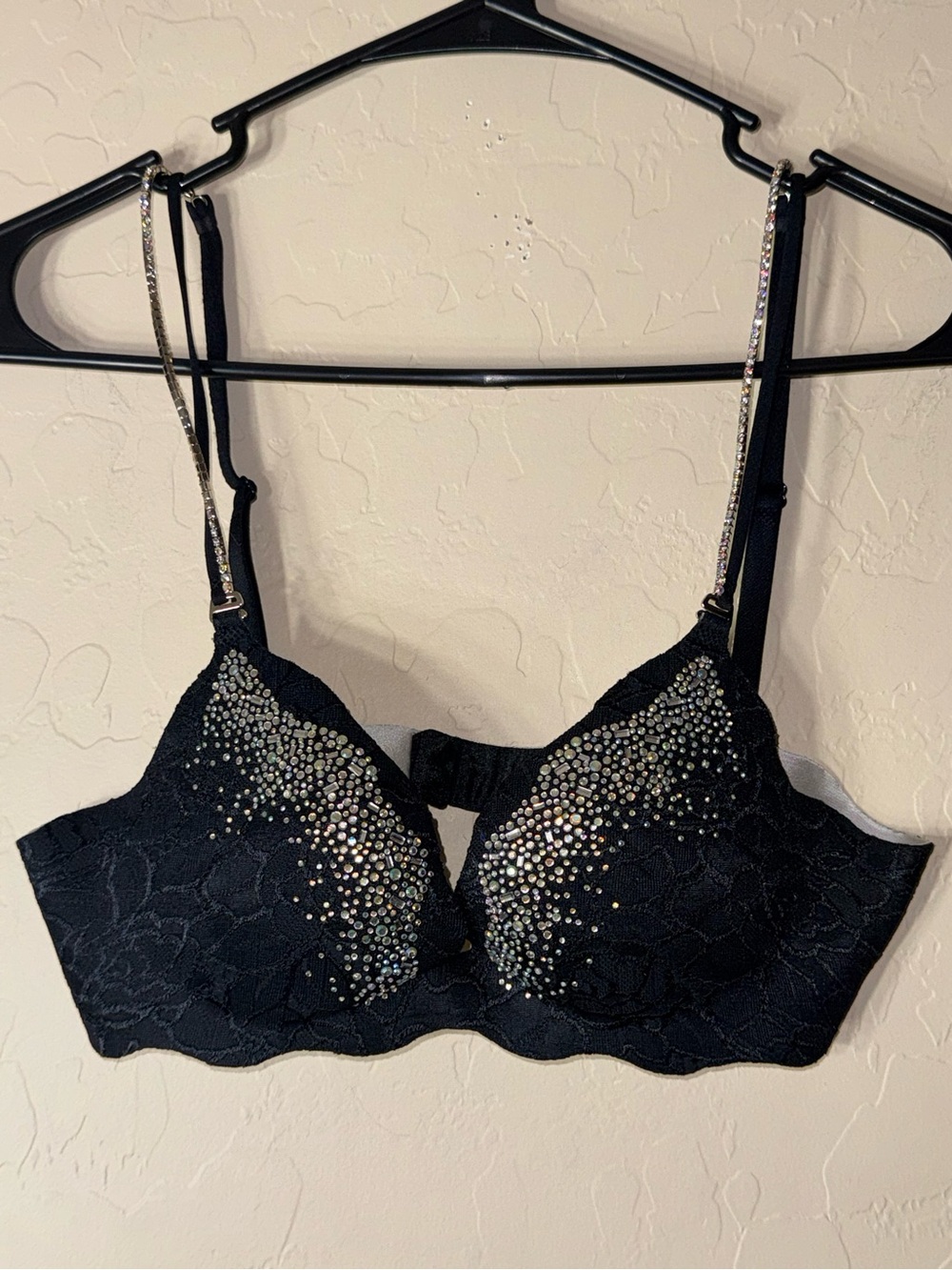 Victoria's Secret Black Lace Bra with Rhinestone Accents